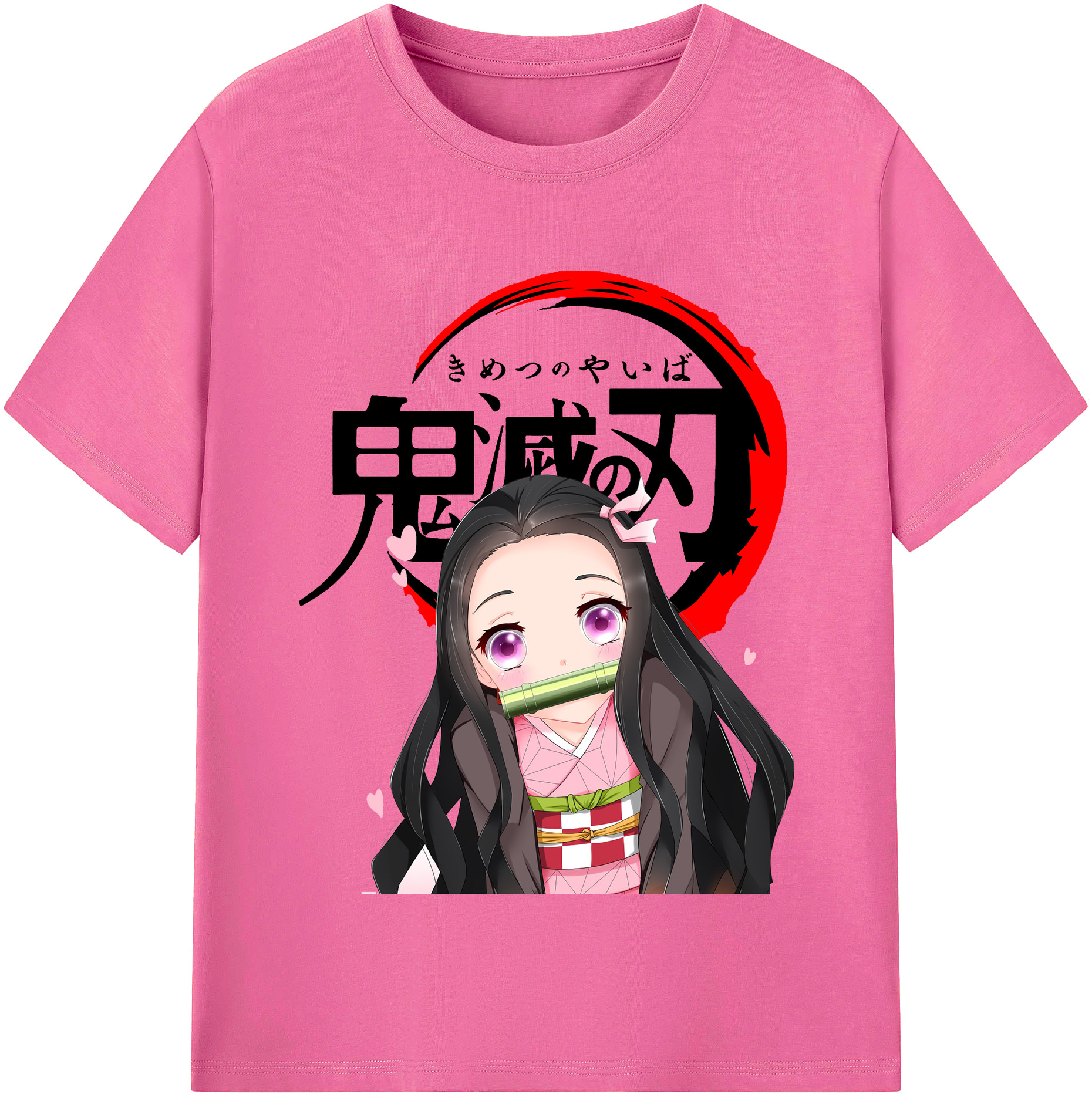 （画像用） 鬼滅の刃（きめつのやいば）竈門 禰󠄀豆子／かまど ねずこ Kamado Nezuko レディースカジュアルプリントTシャツ（綿100％）